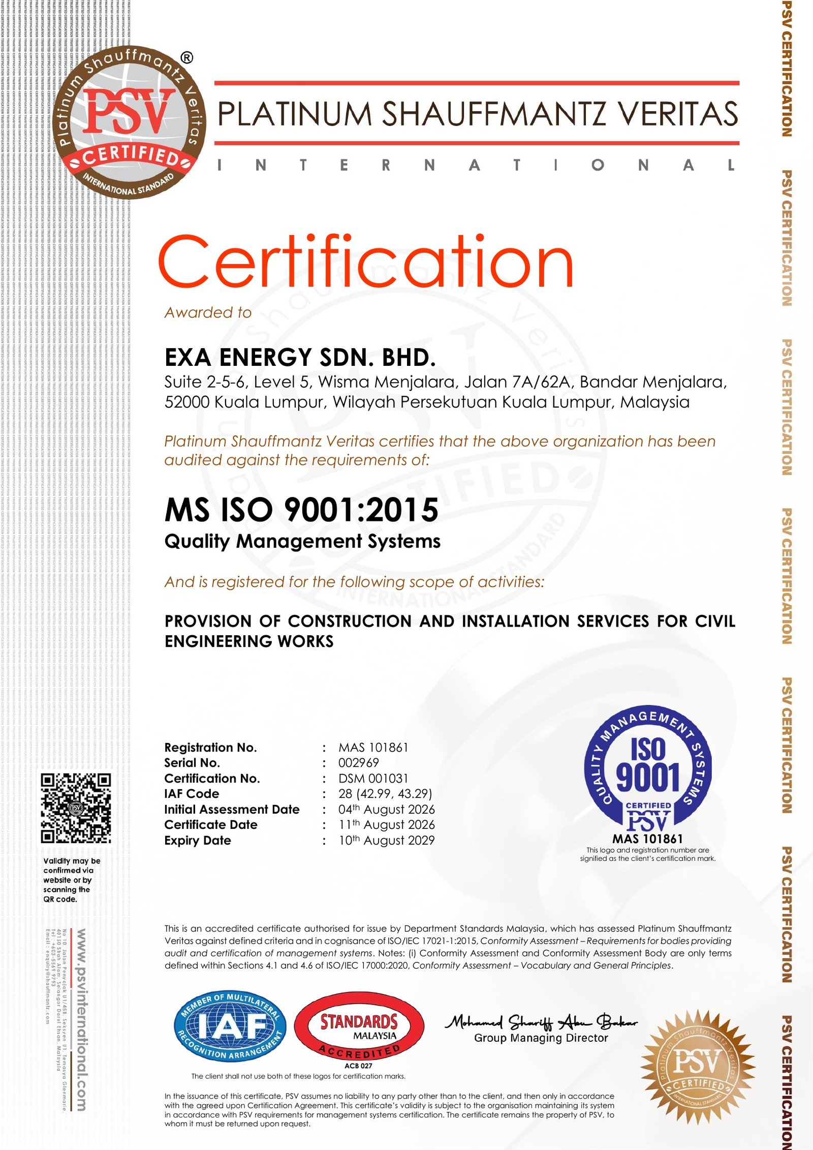 ISO 9001:2015 Certification