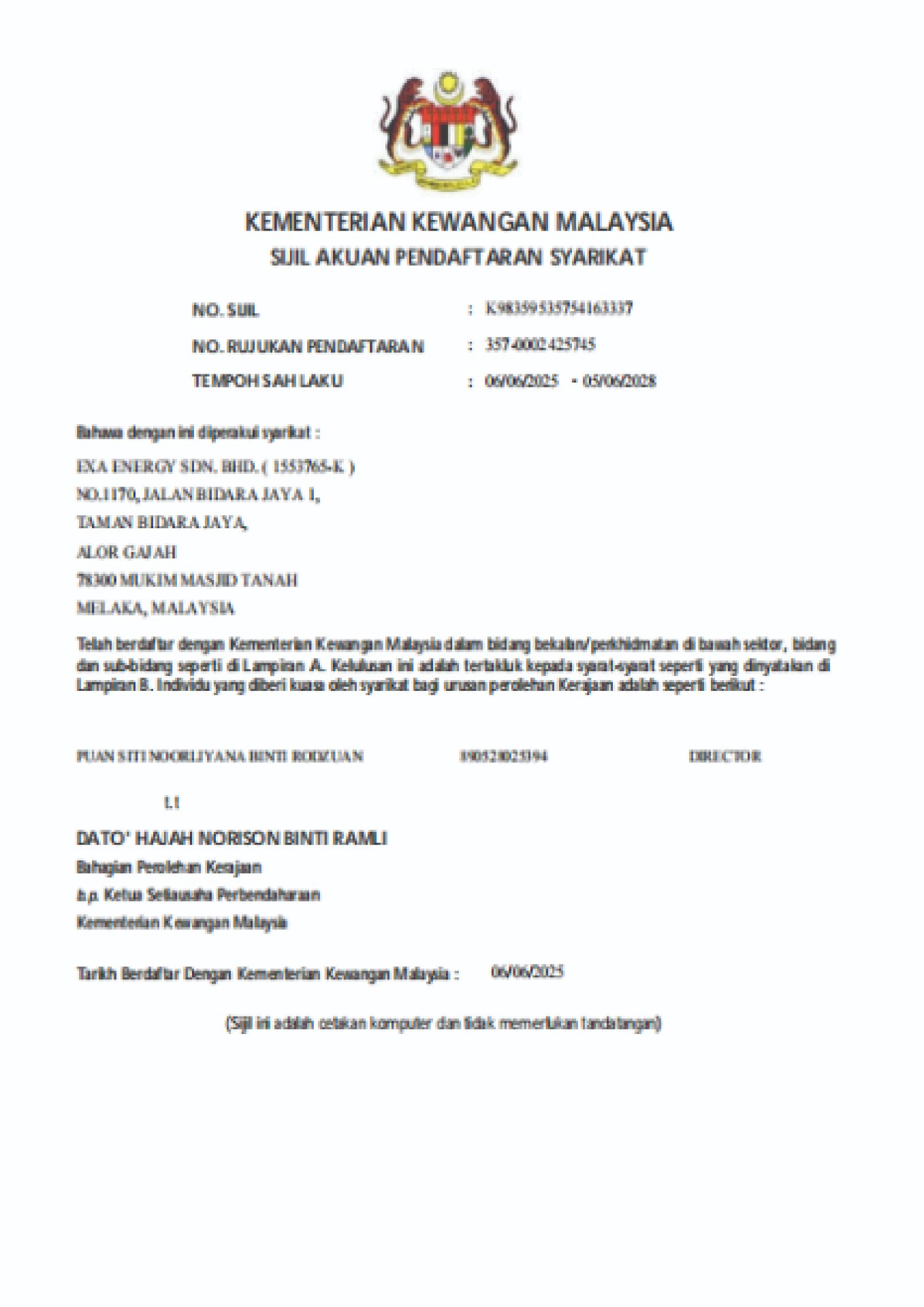 MOF Registration