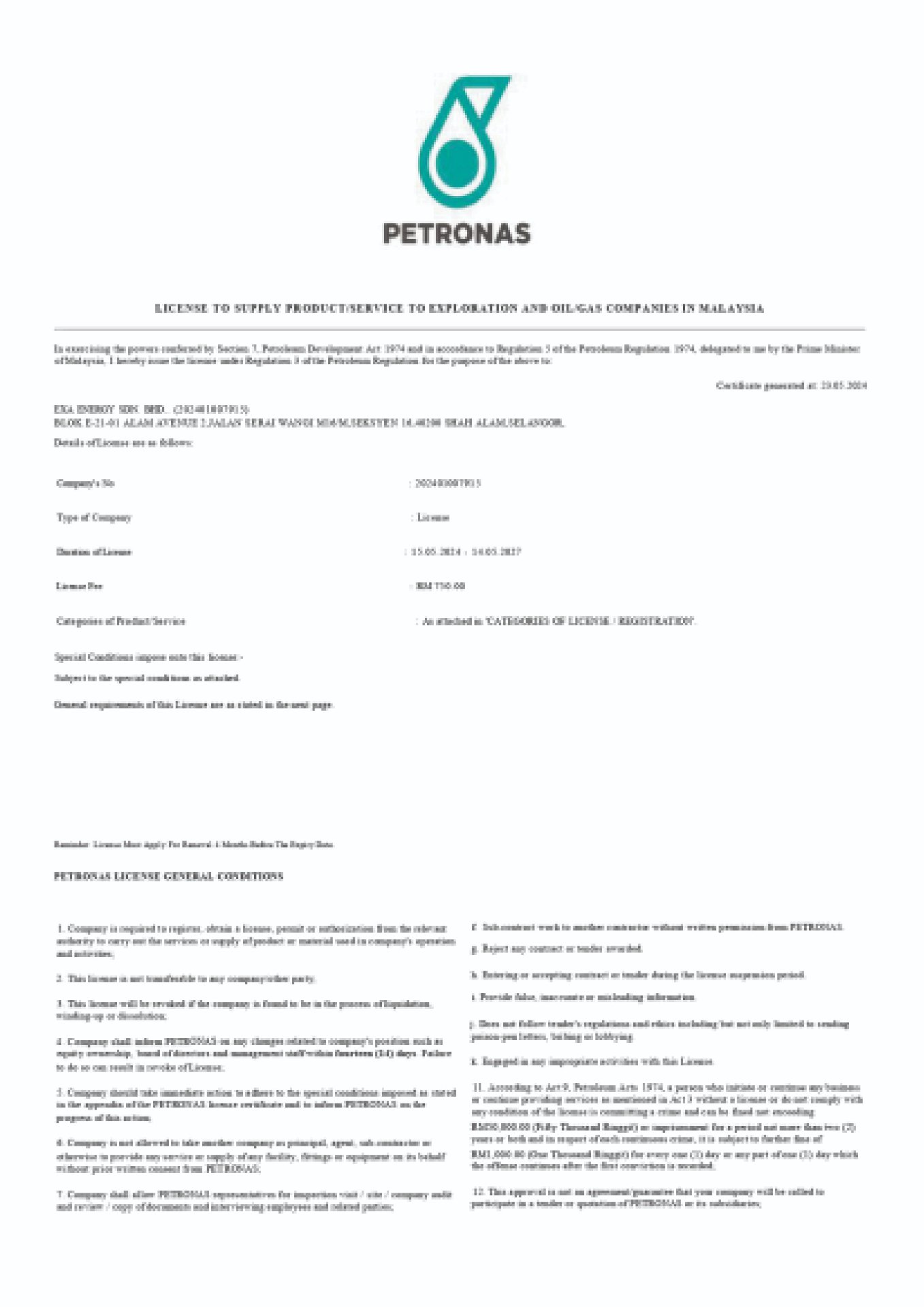Petronas License