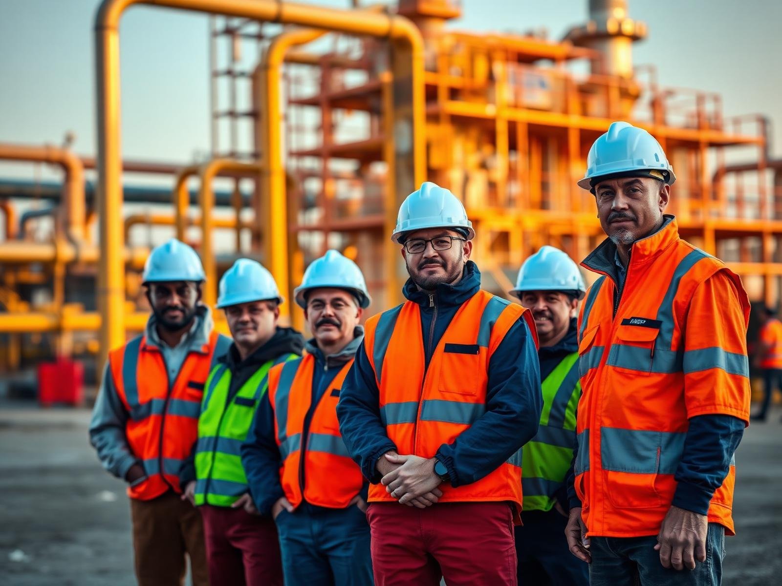 Industrial workforce on site